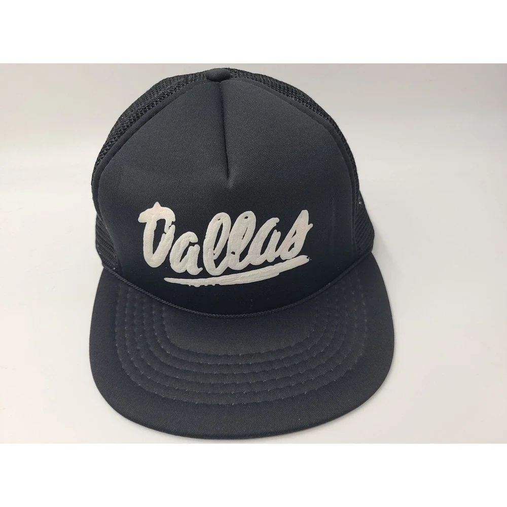 Vintage Dallas Texas Mesh Trucker Snapback Hat Cap Travel Souvenir TX Men‎ Black